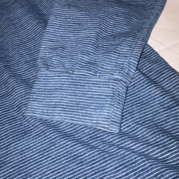 Peter Millar Solid Stretch Jersey Long Sleeve Polo Heathered Blue Knit Large - Picture 7 of 11